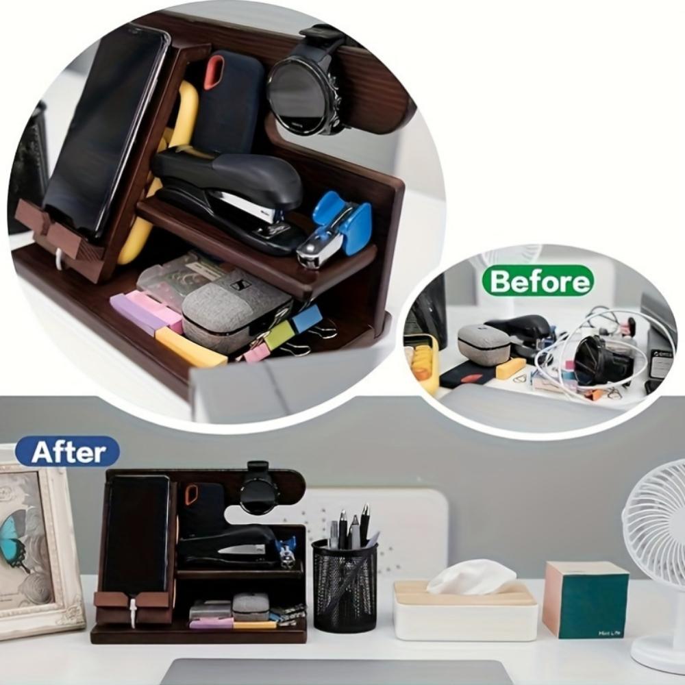 Подставка для мобильного телефона, настольная полка для хранения вещей, док-станция, ящик для хранения вещей на прикроватной тумбочке, ящик для хранения вещей на журнальном столике, подарки для папы и мужа,