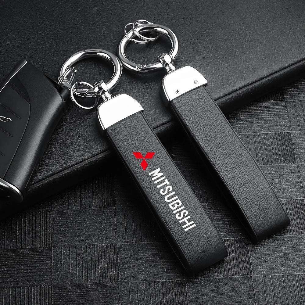 Universal Leather Car Key Chain Holder Car Accessories for Mitsubishi Pajero Sport Mirage Outlander L200 Xpander MPV
