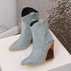 Krazing Pot Polyurethane Autumn Winter Shoes 47 Size 48 Super Size Wedges Pointed Toe Lace Up Serpentine Metal Chains Fashion Ankle Boots