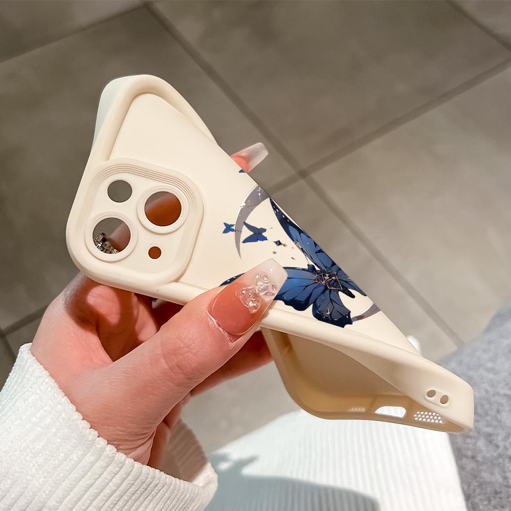 Butterfly Moon Pattern Phone Case for iPhone Samsung Galaxy Xiaomi Redmi POCO HUAWEI Honor Shockproof Rubber Soft Flexible Cover Casing