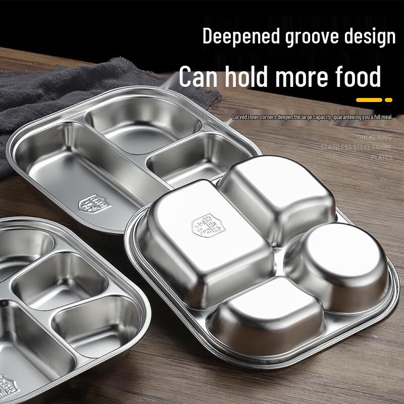 Food Grade 304 Stainless Steel Four-Compartment Plate