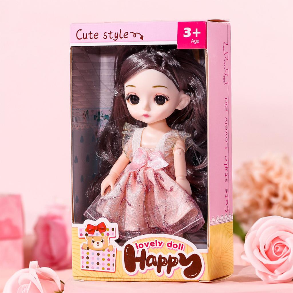 Симпатичная кукла BJD с 13 суставами, 16 см, 1/12, платье и обувь, игрушка для девочек, подарок A