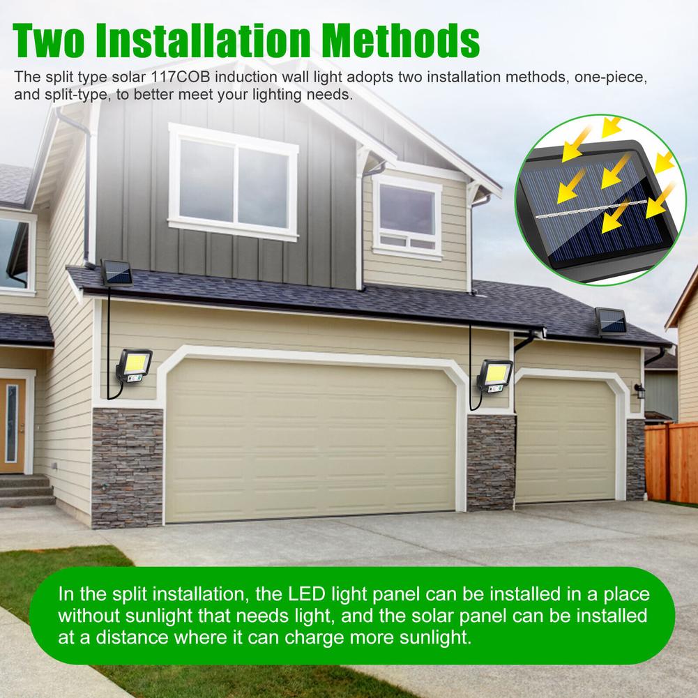Настенный светильник для наружного сада, двора, 220000 люмен, солнечный уличный фонарь, 3 режима освещения, водонепроницаемый, 117cob