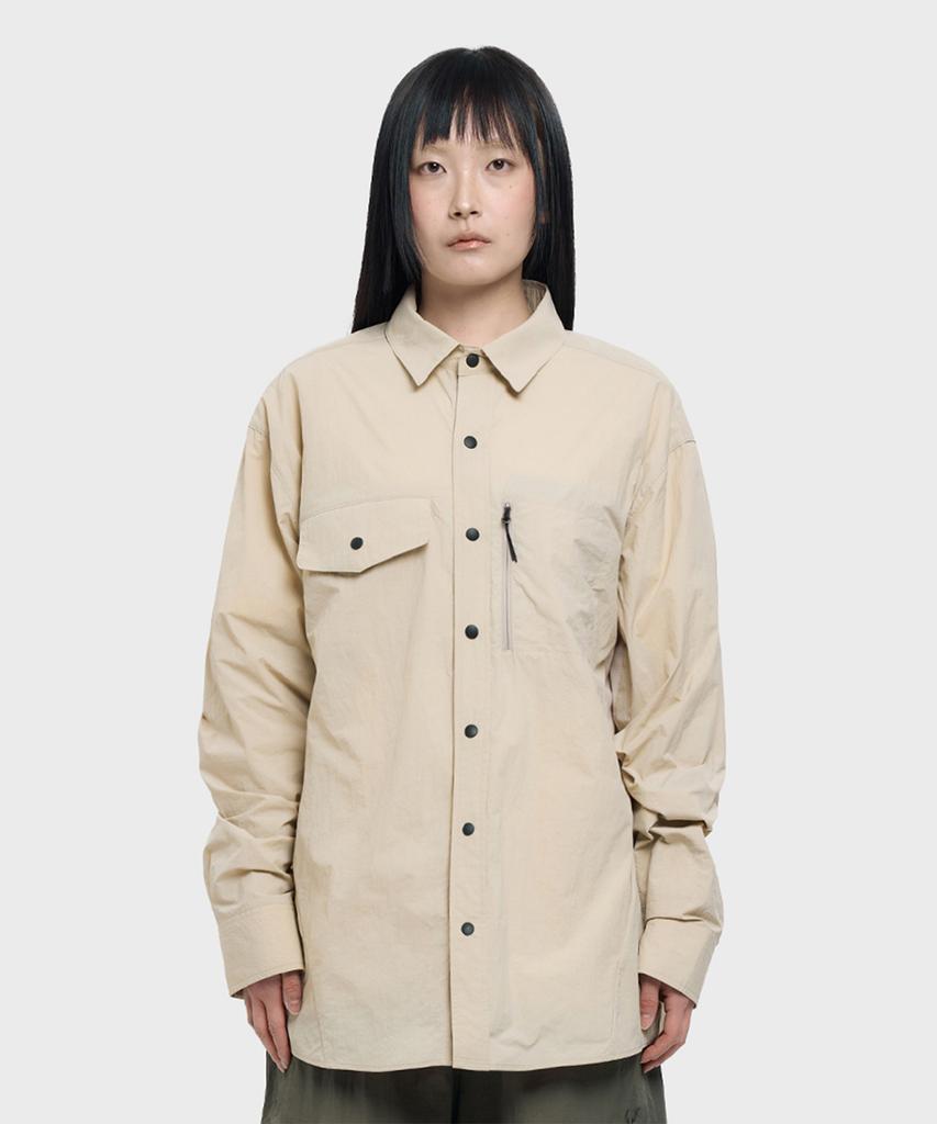 POLLUTION Micro Ripstop Long Sleeve Shirt Light Beige
