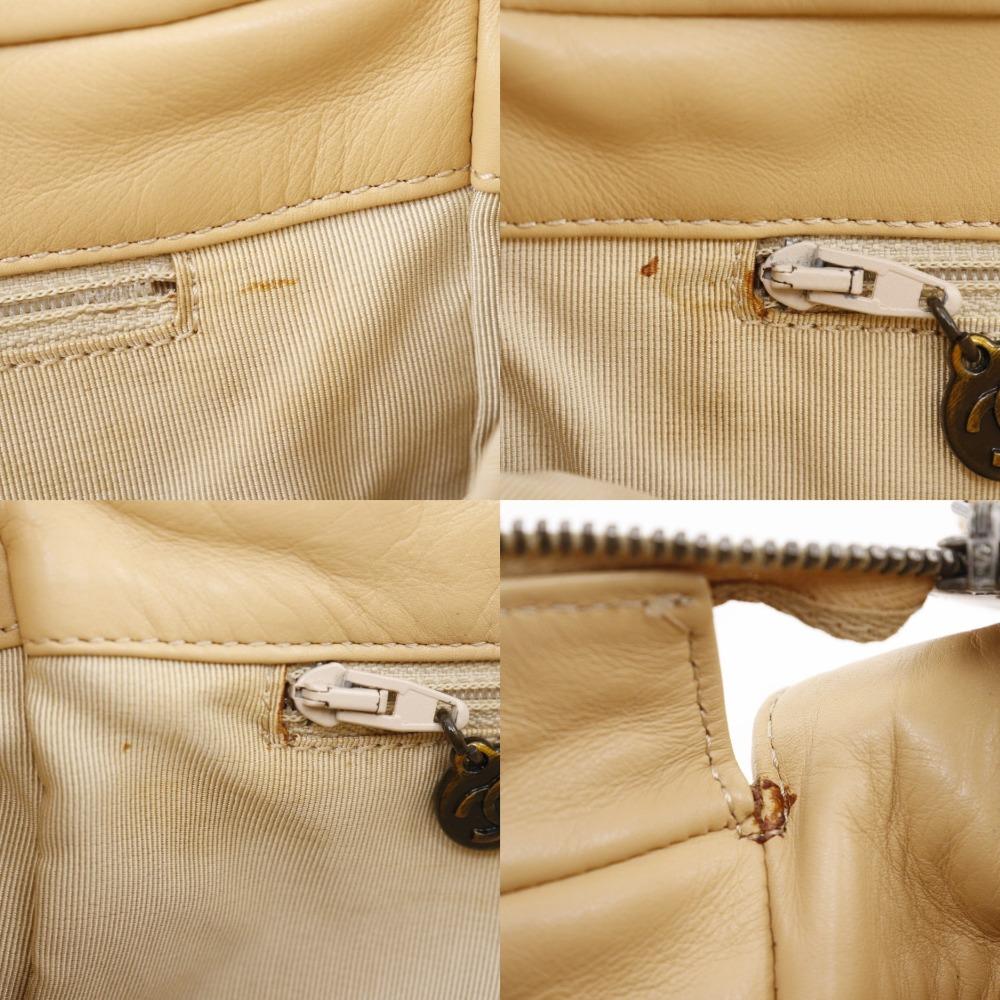 Chanel COCO Mark Shoulder Bag Beige Lambskin Women Used