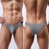 Men's Fashion Sexy Plaid Breathable Low Waist Bikini Briefs Polyester
