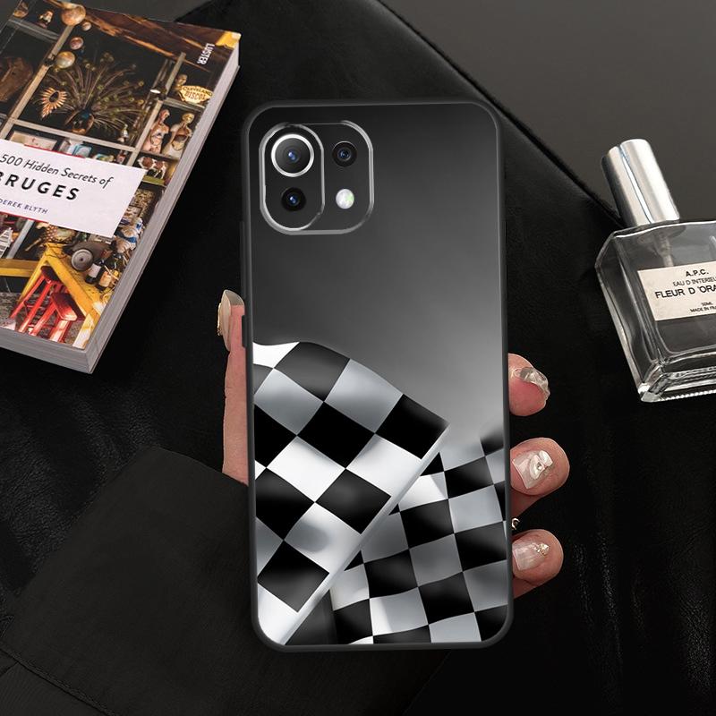 Checked Flag Racing Car Case For Xiaomi 13 14 15 Ultra 11T 12T 13T 14T Pro POCO X7 Pro X3 X5 X6 F5 F6 M6 Pro Cover