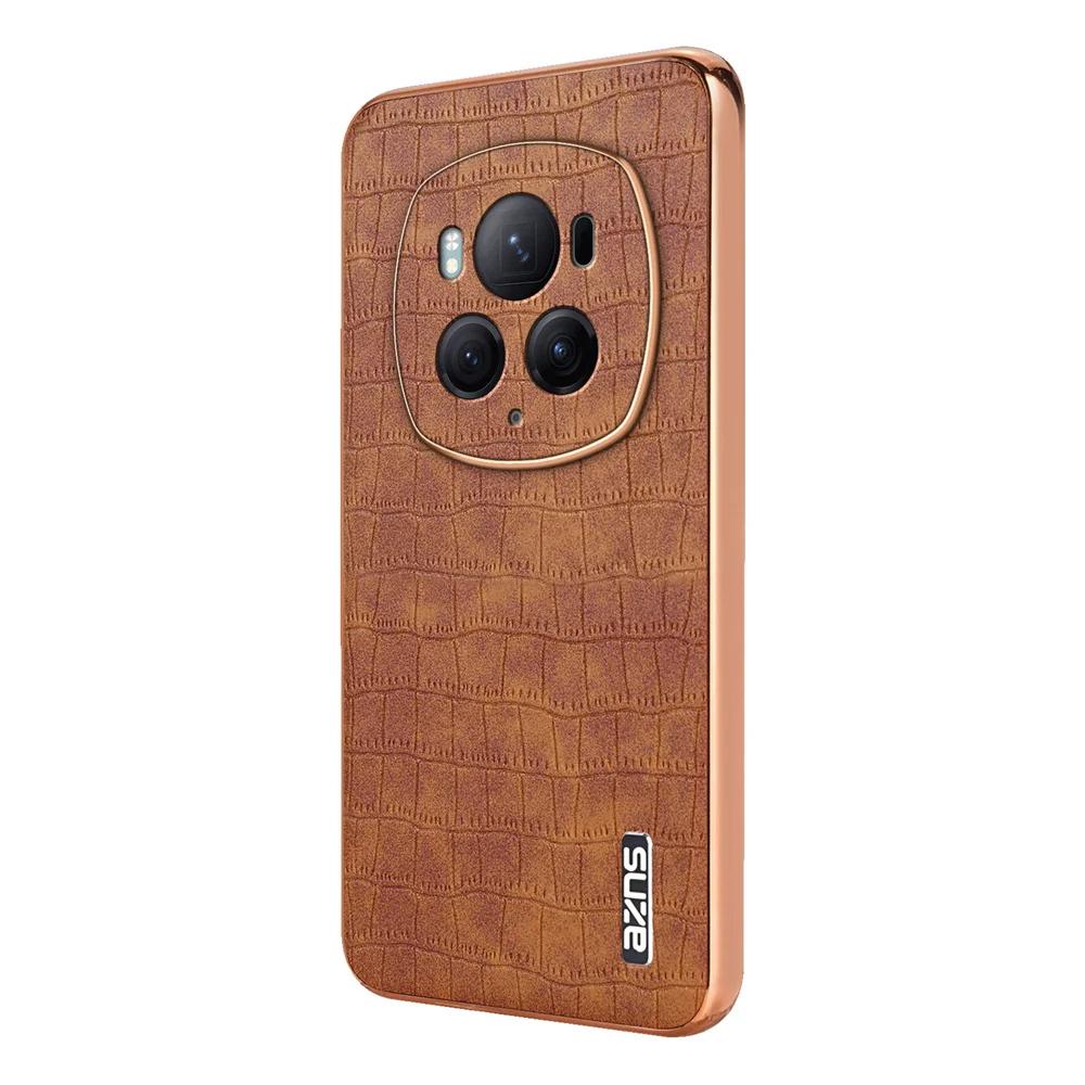Роскошный защитный чехол из кожи с крокодиловым узором для телефона Honor Magic 6 Pro Magic 6, противоударный чехол с электроплитой и мягкой подушкой безопасности
