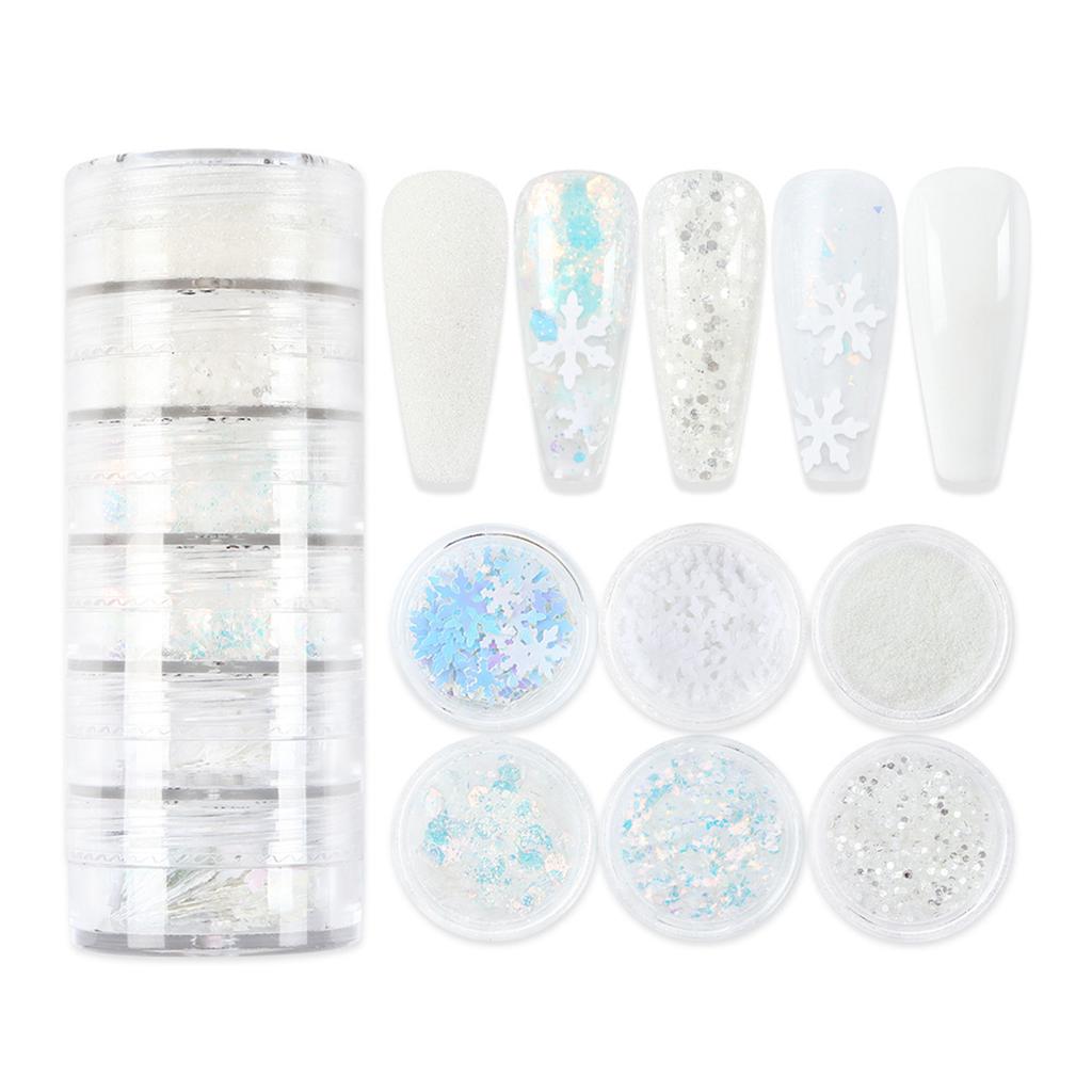 6 коробок снежинок пайеток для ногтей Рождественские снежинки для ногтей Блестящие пайетки 3D нейл-арт снежинки конфетти для вечеринки