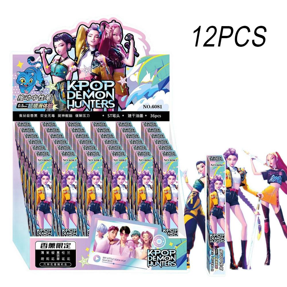 1/4/6/12 шт KPop Охотники на демонов Черная чернильная ручка Студенческая Пишущая Рисующая Гелевая ручка Аниме Фигурка Канцелярские принадлежности Для учебы Подарок 0,5 мм