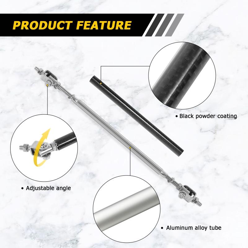2Pcs 150mm/200mm Universal Car Front Bumper Lip Splitter Spoiler Rod Support Strut Tie Bar Carbon Fiber Auto Support Rod
