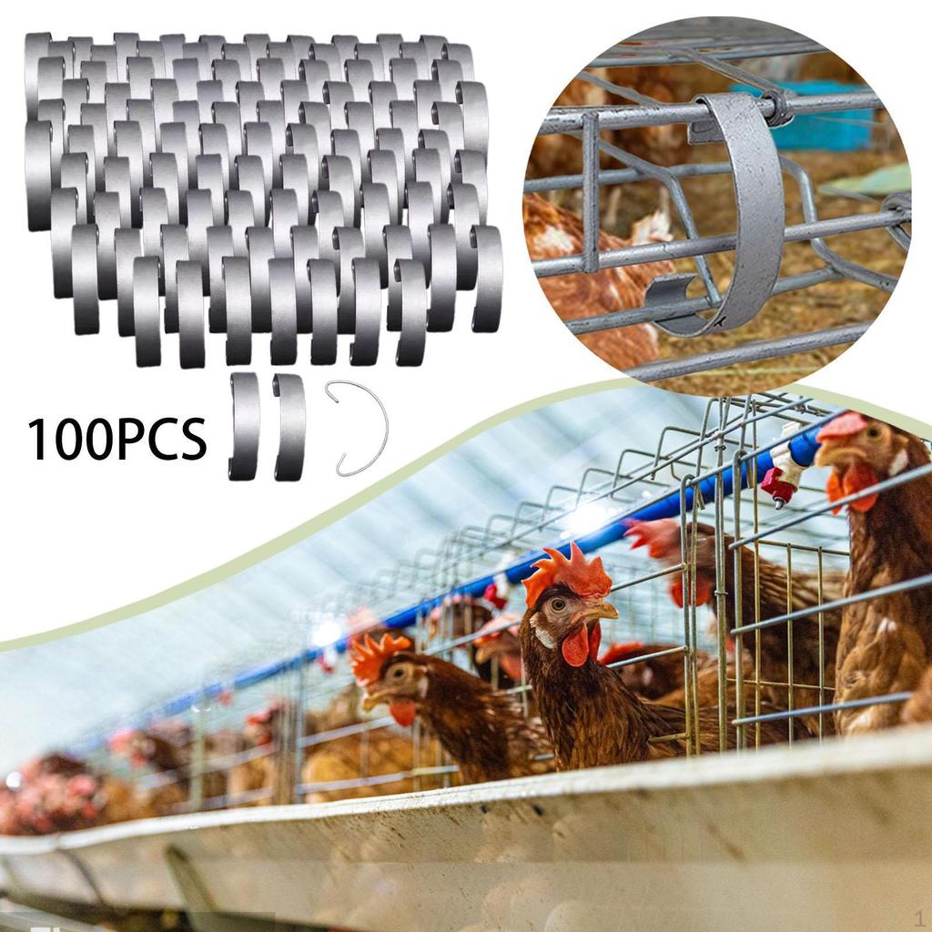 100 Pcs Chicken Cage Door Hooks, Steel Poultry Locks, Durable Fixing Brackets, Accessories