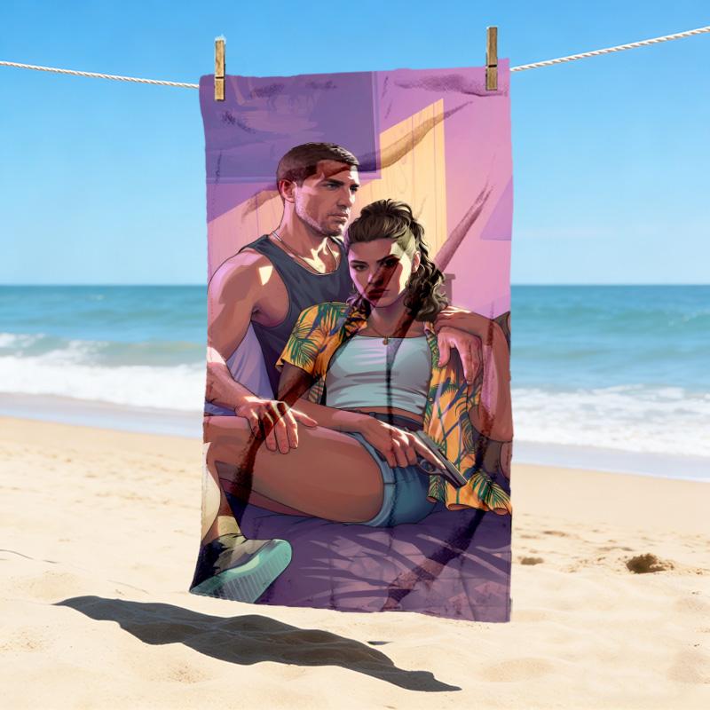 Sunset Romance Stylish Digital Printing Beach Towel Quick Drying Absorbent Blanket For Beach Pool Gym Travel Christmas Gift C9211678