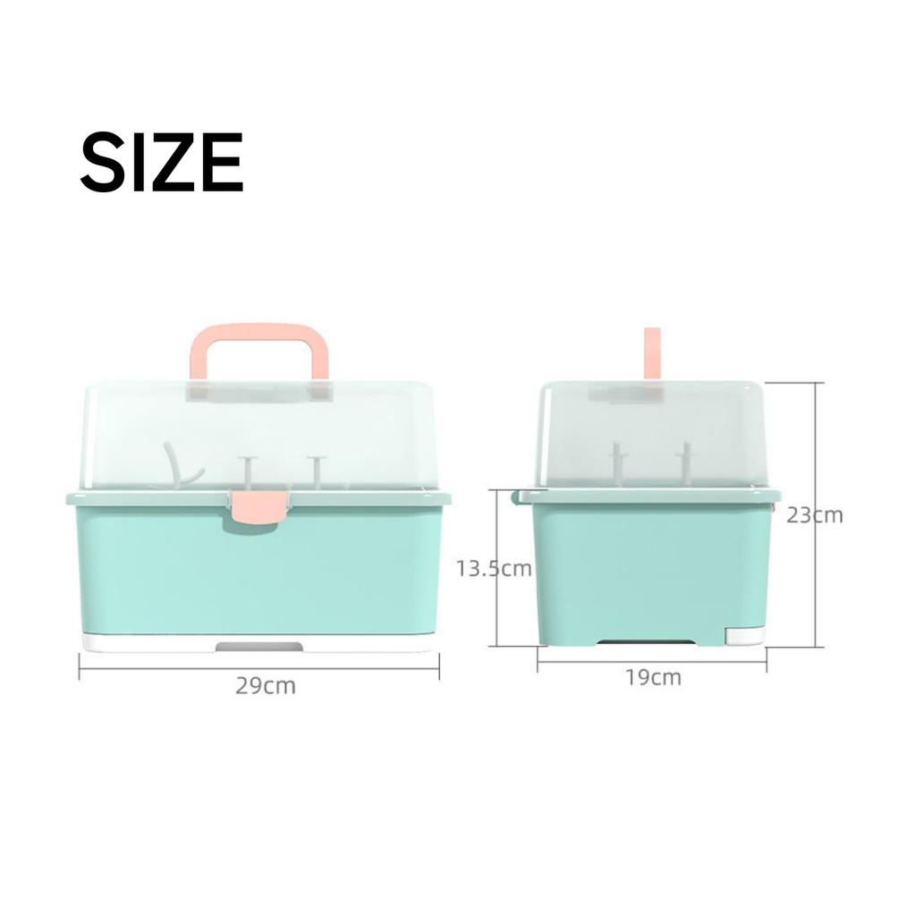 DIZLAS Детская бутылочка для сушки детских бутылочек, легкое в использовании покрытие для защиты от пыли, держатель для дезинфицирующего средства, чехол, стойка, коробка, переноска, гигиенический, профилактика, в комплекте, (зеленый)