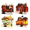 Christmas Village Figurines Decoration Lighted LED Christmas Village House Resin Desktop Ornaments Birthday Gift