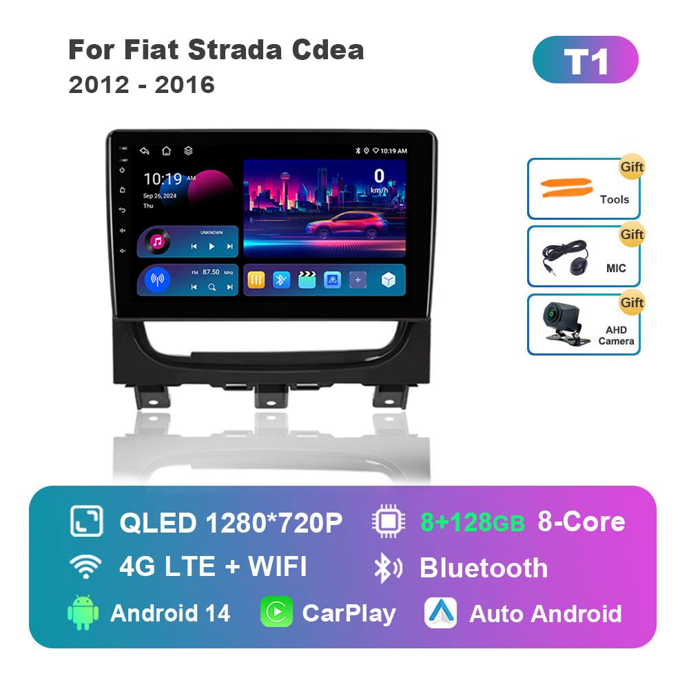 for Fiat Strada Cdea 2012 - 2016 Car Radio Multimedia Player Android 14 Intelligent System BT 4G DSP Stereo WiFi Auto Tools