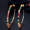 WWJ Rainbow Big Round Tassel Hoop Earrings for Women