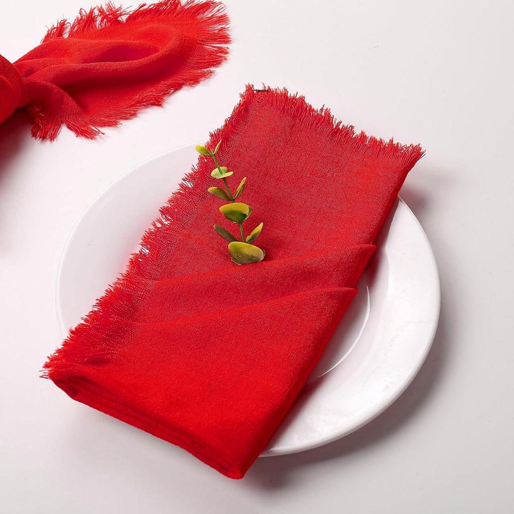 Sub-Cotton Linen Napkin with Tassels for Elegant Dining & Photography Decor