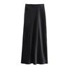 Kaslead New Arrival Women's Fashion Style Fashion Casual Easiest for Match Fine Acetate Satin Elastic Waist Zipper Skirt