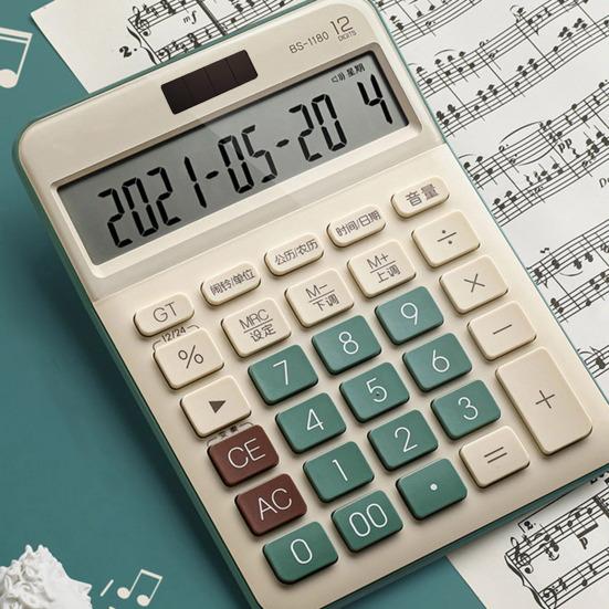 Механический калькулятор 12-разрядный Большой ЖК-дисплей Большие кнопки Легко нажимать