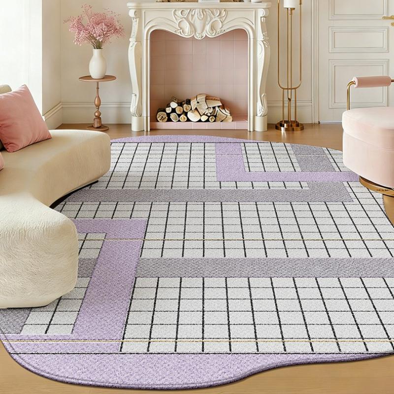 Irregular Shape Bedroom Decor Purple Carpet Fluffy Soft Study Floor Mat Thick Plush Rug Leopard Pattern Carpets for Living Room