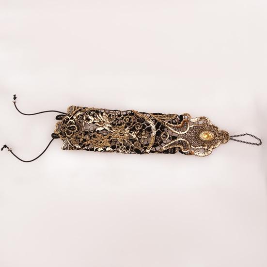 1 шт. женские перчатки для косплея с ажурным кружевным цветочным узором, регулируемые на шнуровке