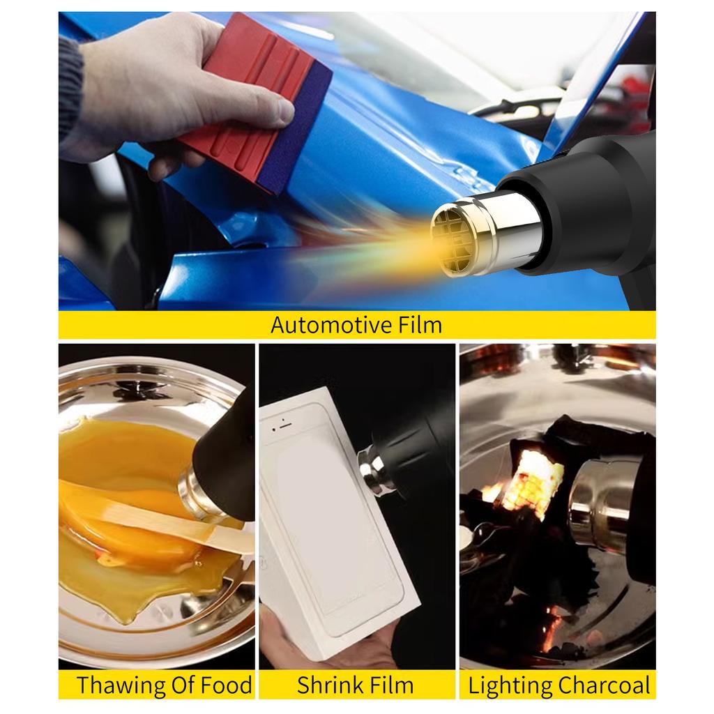 Термофен 1500 Вт с регулируемой температурой 120°F~1200°F 50°C~650°C, мощный термофен с 2 настройками объема воздуха и 5 насадками для поделок