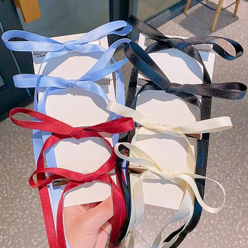 Korean Colorful Hair Bow Barrettes Trendy Ribbon Hair Clips Bowknot Hairpins Side Clips Headband for Girl Women Hair Accessories