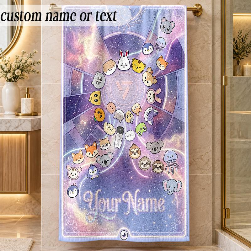 Beach TowelSEVENTEEN Custom Name Text Personalized Soft Towel for Beach Pool Indoor Home Decor Gift