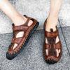 Fashion Cungel Men Sandals Genuine Leather Sandals Summer Casual Shoes Men's Roman Beach Sandals Man Summer Slippers