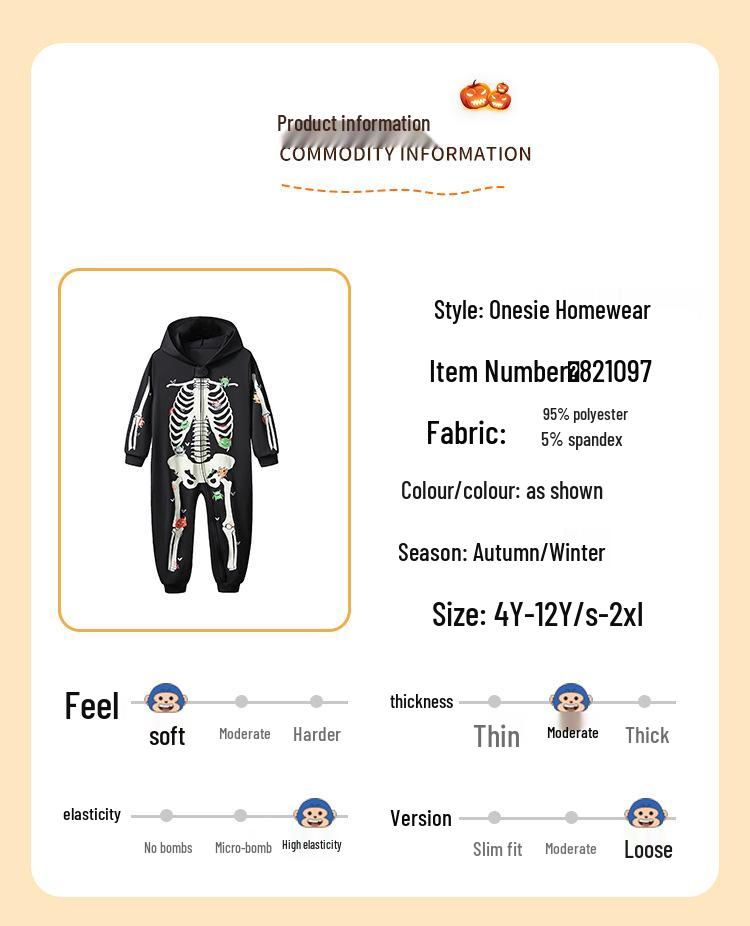 2025 Autumn/Winter Luminous Halloween Onesie Pajamas for Kids & Family