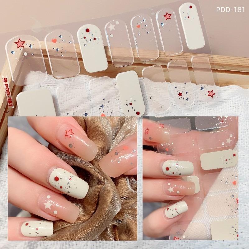 60 стилей DIY полуотвержденные гелевые наклейки для ногтей долговечные однотонные свежие цветы весной полоски для ногтей патч-слайдер наклейка с полным покрытием