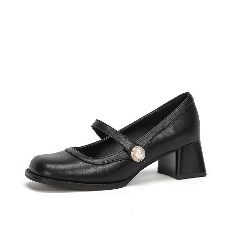 Туфли Мэри Джейн женские новая весенняя мода 2025 года универсальные женские туфли квадратный носок толстый каблук ремешок с пряжкой в британском стиле женские туфли