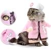 Костюм медсестры для собак и кошек, милые костюмы для Хэллоуина для собак и кошек, косплей, униформа медсестры для домашних животных со шляпой, нарядная одежда, забавная одежда для вечеринок