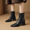 Fashion Fashion Retro Irregular Mid Heels Short Boots Womens Soft Leather Pointed Toe Side Zipper Chelsea Boot Autumn Winter