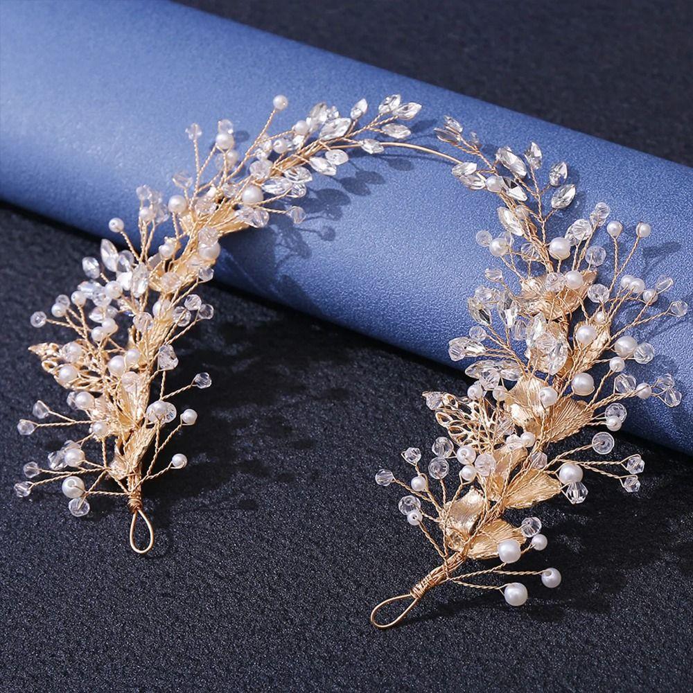 Zinc Zinc Alloy Leaf Bridal Headband Handmade Bridal Tiara Hair Vine Retro Women Hair Jewelry  Bridal Party