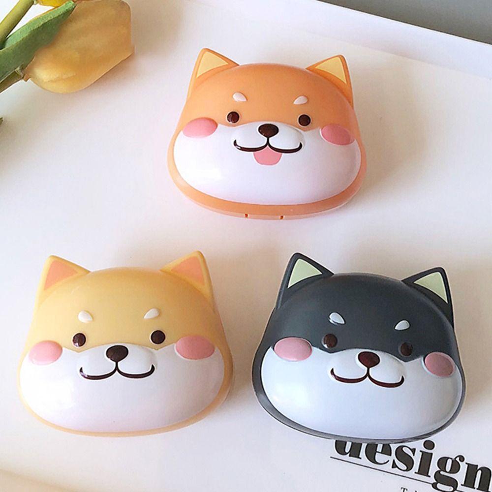 Милый футляр для контактных линз, мультяшная коробка для хранения контактных линз, простая дорожная коробка для ухода за контактными линзами