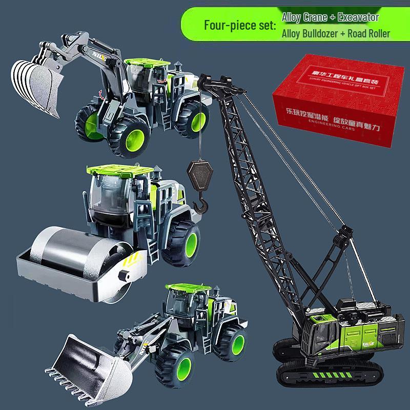 Детский набор строительной техники из сплава: Экскаватор, Снегоочиститель, Кран, Бетоносмеситель, Игрушки-симуляторы