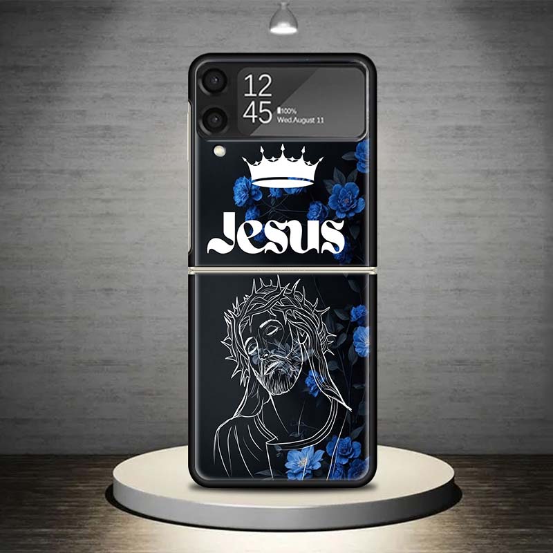 Jesus Bible Phone Case For Samsung Galaxy Z Flip 7 6 5 4 3 5G Shockproof Cover Z Flip7 Flip6 ZFlip5 Flip3 Flip4 Luxury Shell Gal