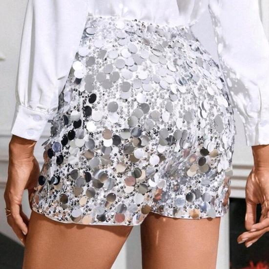Шорты с пайетками Yousheng для женщин, эластичная талии, прямые штанины, блестящие мини-шорты для вечеринок, высокая талия, блестящие наряды для ночного клуба
