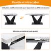 Telescopic Dining Table (99-159×75cm), Extendable, Space-Saving, Flexible Design, Suitable for Home Office & Living Room, White Tabletop with V-Shaped