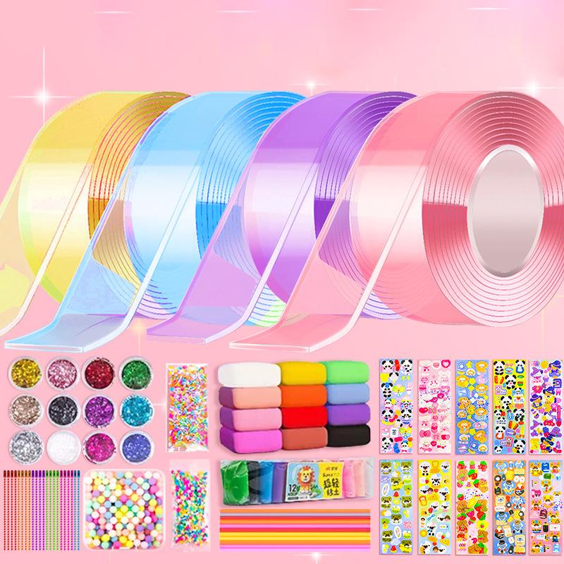 1 набор детских подарков Pet Nano Glue Diy Blow Bubble Nano Glue Двусторонняя лента Sticky Ball Tape Crafts Toys