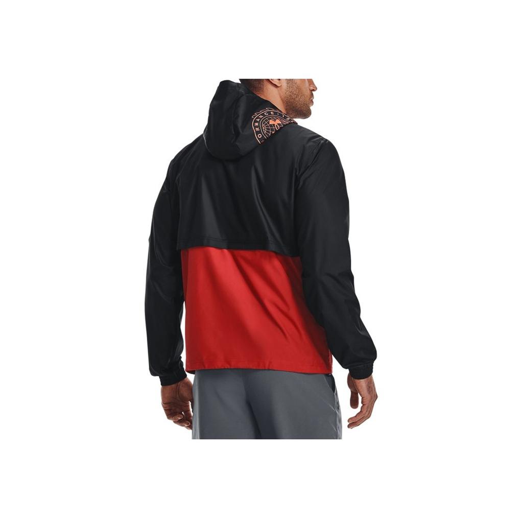 Under Armour Толстовка с капюшоном и полумолнией Woven Series Alma Mater Color Block, мужская верхняя одежда, глянцево-красная 1366301-839