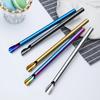 6Pcs 304 Stainless Steel Reusable Straw Set Pearl Milkshake Bubble Tea Straw with Brush Stirring Smoothie Spoon Shaped Straw Set