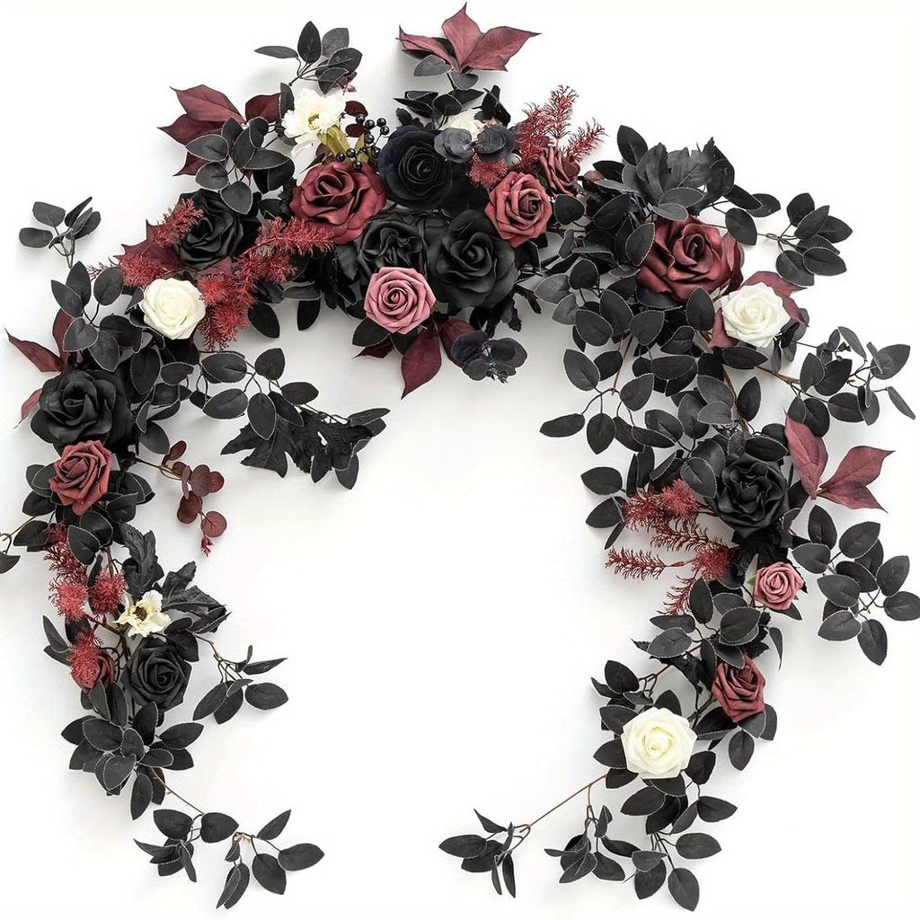 1Pc Simulation Flower 70.87 Inch Artificial Eucalyptus Rose Eucalyptus Wedding Table and Chair Decoration Rattan