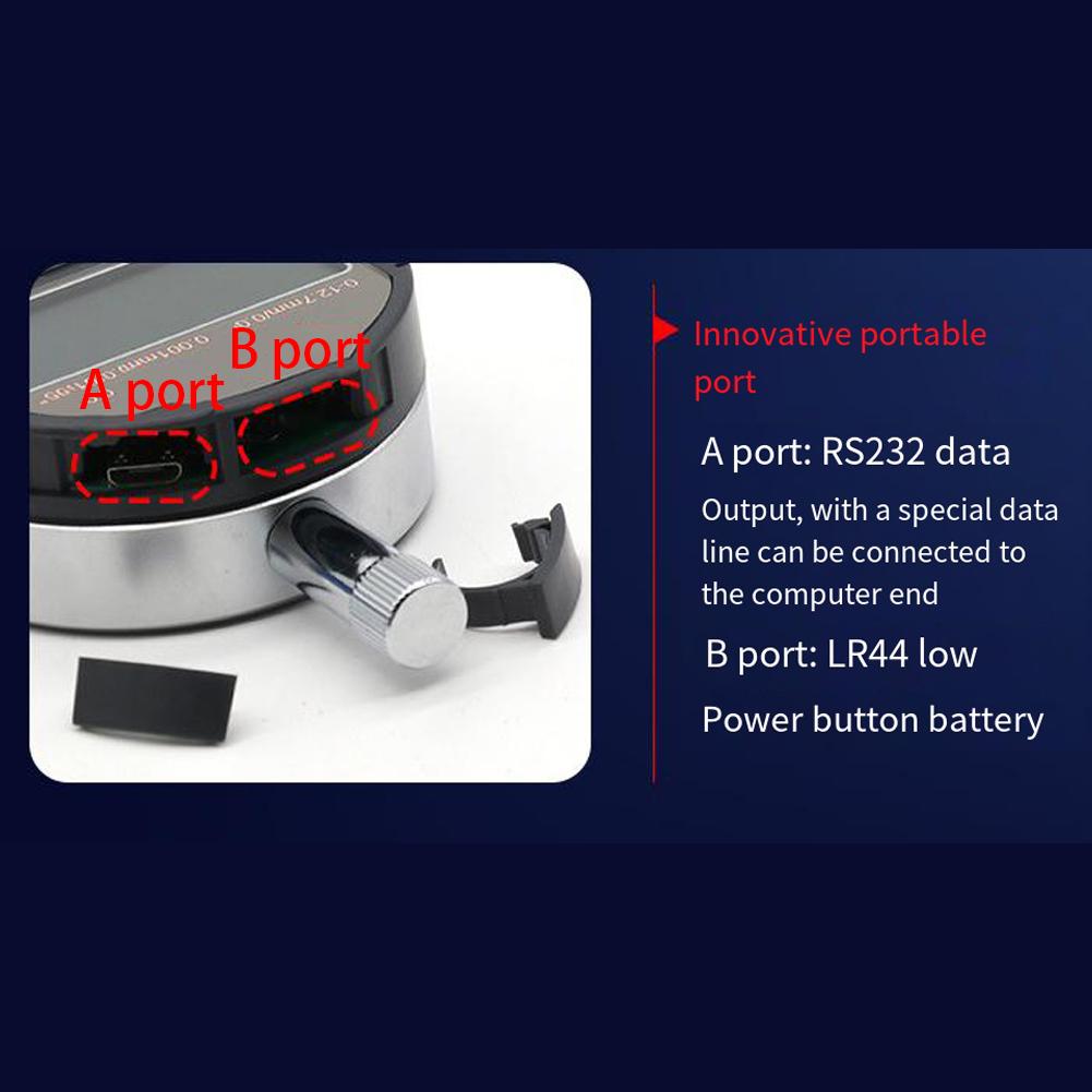Electronic Digital Dial Indicator Gauge, 0-12.7mm/0.5inch Inch/Metric Conversion High Resolution 0.0005''/0.01mm Probe Test Gauge