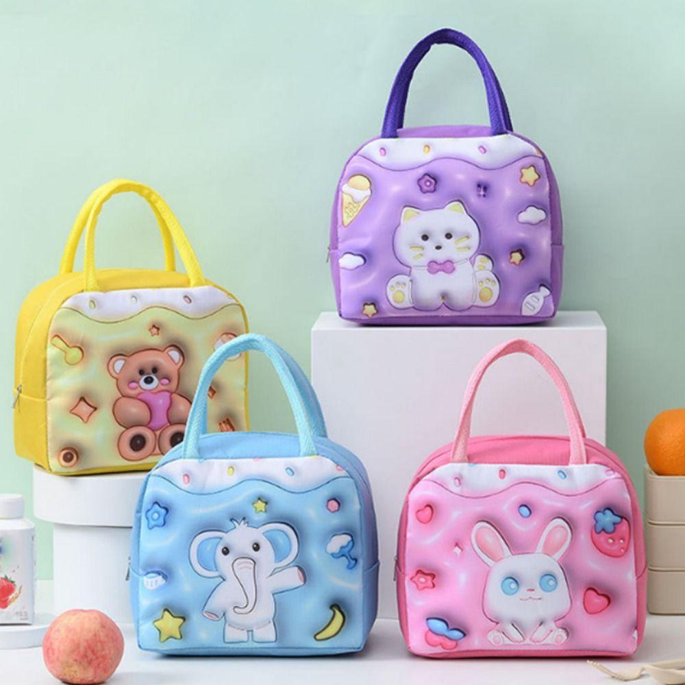 Thickened 3D Cartoon Insulated Lunch Bag Handheld Cool Food Bag Portable Cartoon Lunch Bag Camping