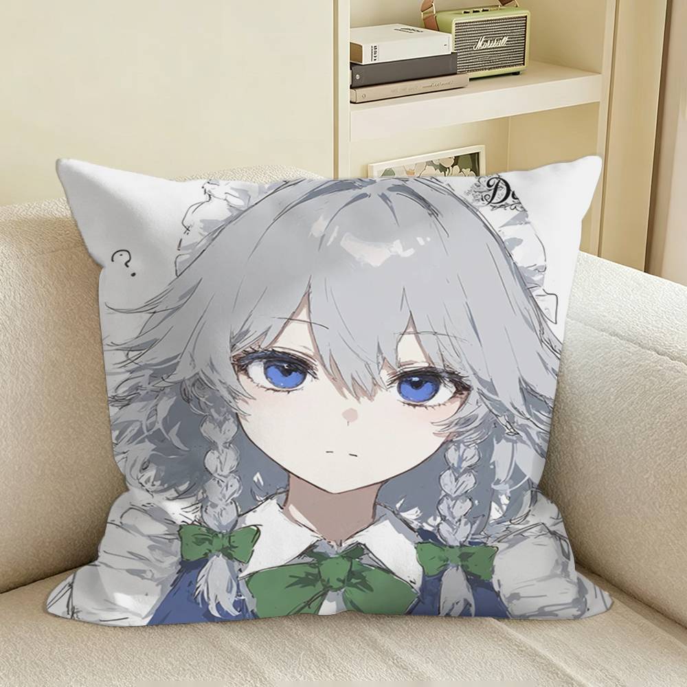 SakuyaS IIzayoi TTouhou Square Sofa Pillow Cover Solid Color Living Room Home Decor Cushion Case