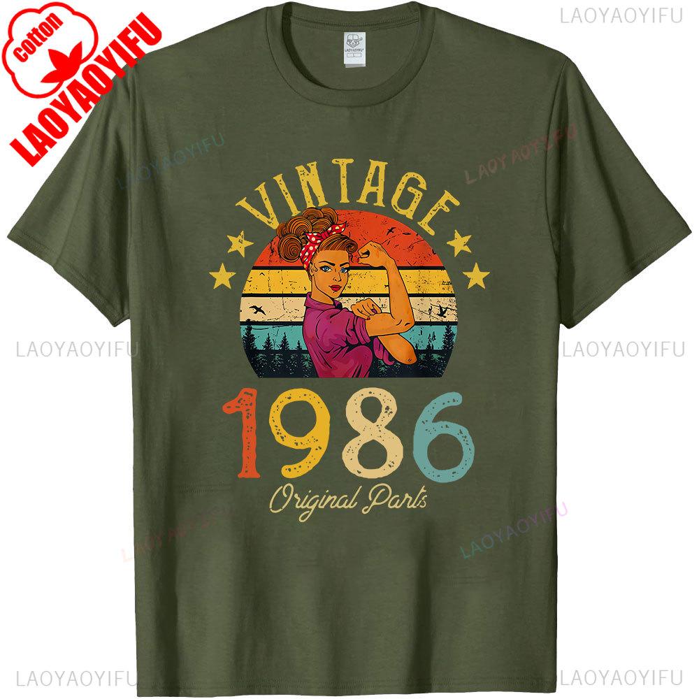 Винтажные Футболки 1986 года 40-й День Рождения 40 Лет Летние Графические Хлопковые Уличная Одежда С Коротким Рукавом Подарки Футболка Мужские Топы