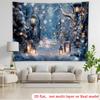 1pc Large Winter Snow Light Christmas Party Banner - 2D polyester background with snow forest, twinkling lights and snowflakes